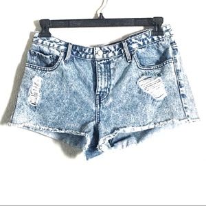 Distressed Acid Wash Cutoff Jean Shorts